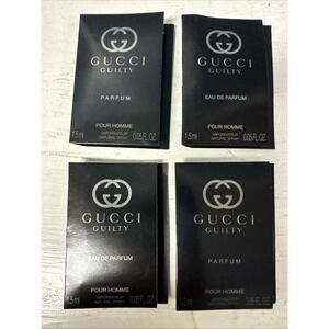 4 GUCCI GUILTY POUR HOMME‎ PARFUM SAMPLES 0.05 FL. OZ. 1.5 ML SPRAY FRESH
